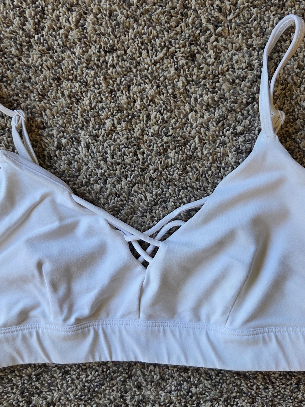 ALO Yoga White Strappy V-Neck Bralette
